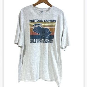 Men’s 2XL Pontoon Boat Tshirt‎ heather grey short sleeve NWOT (1871)